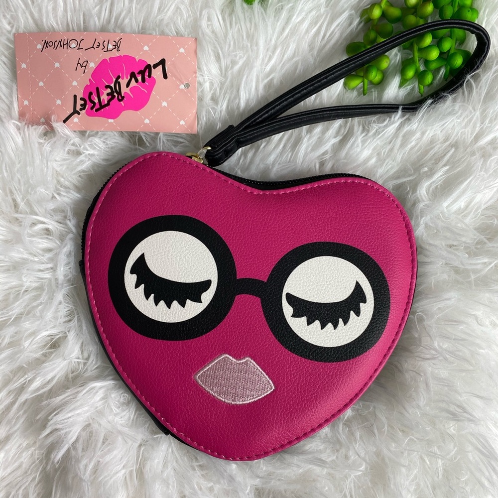 Betsey Johnson Eyes Face Heart Coin Purse Wristlet